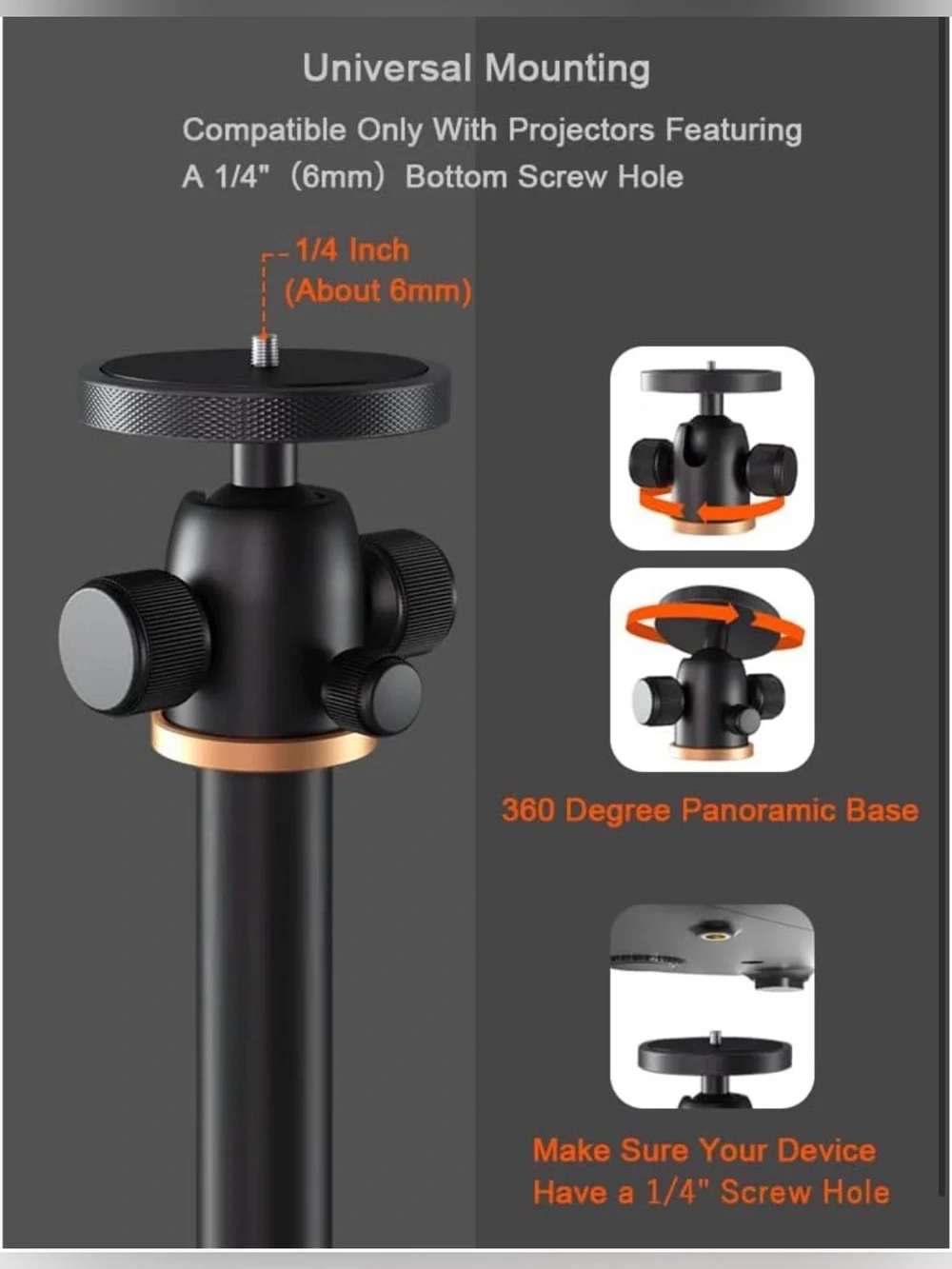 Projector Stand, Universal Projector Mount, 360° Rotatable, Height Adjustable